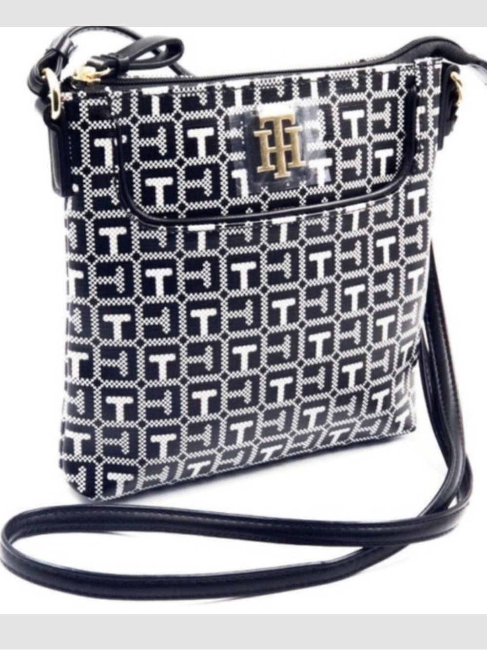Tommy Hilfiger B&W Monogram, Vegan Leather Crossbody bag.